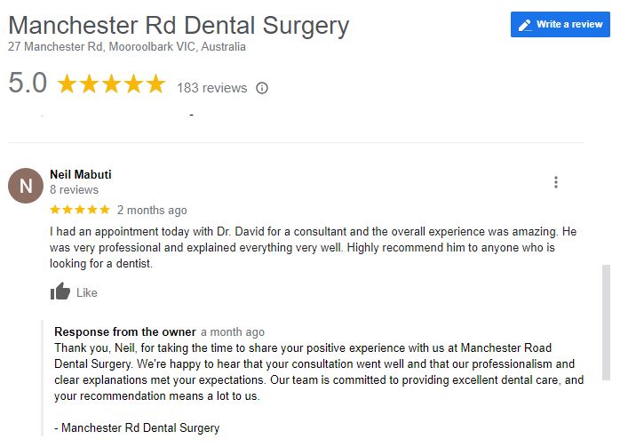 5-star-google-reviews-of-Manchester-Rd-Dental-Surgery
