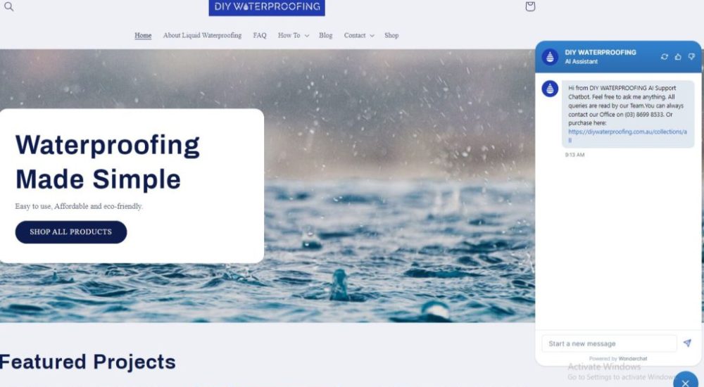 website ai chatbot diy-waterproofing